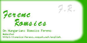 ferenc romsics business card